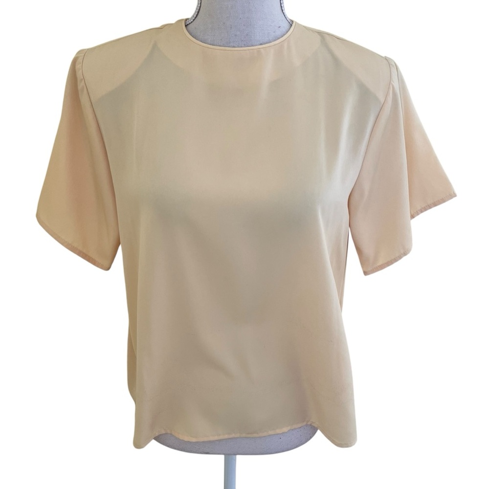 Jack Mulqueen Vintage Pale Yellow Short Sleeve Blouse M